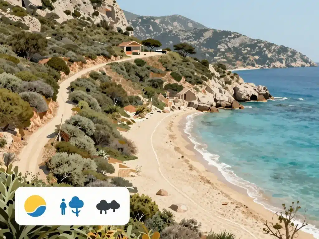 itinéraire accès plage de l'ostriconi corse diagramme