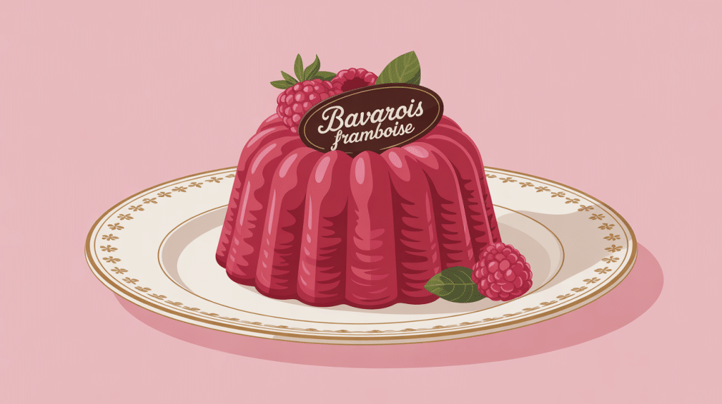 bavarois framboise élégant avec framboises et pistache