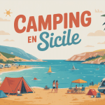 camping en sicile illustration familiale plage et nature