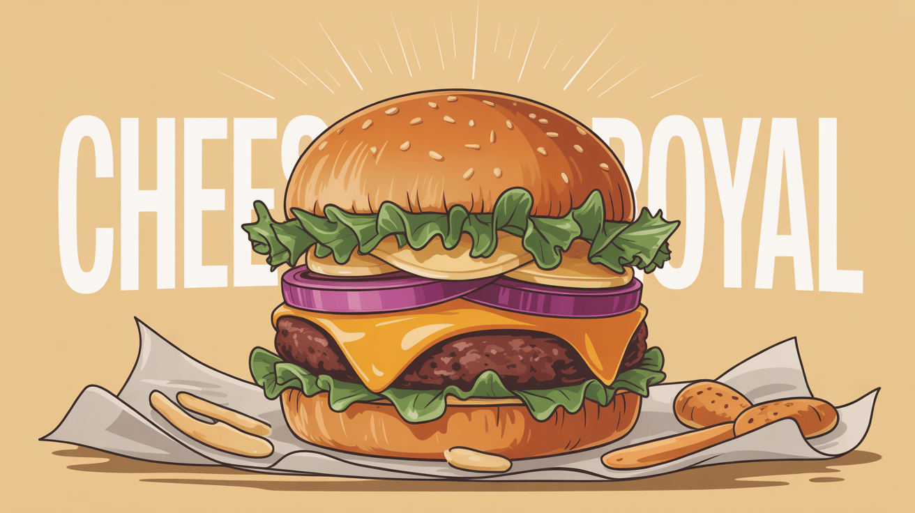 illustration cheese royal burger fast-food maison