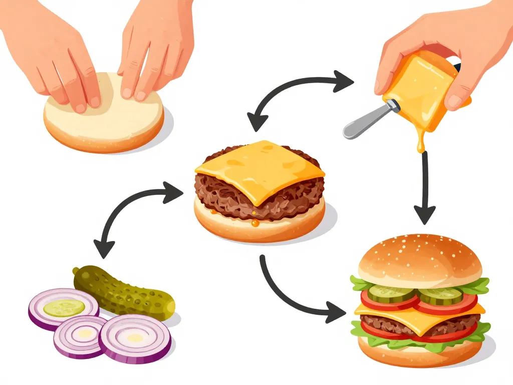 diagramme préparation cheese royal burger maison