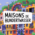Hundertwasser maisons façades courbes végétation titre