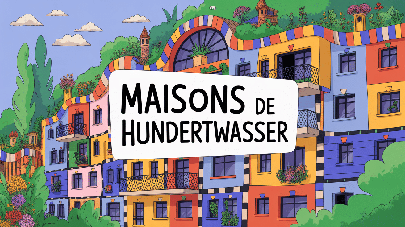 Hundertwasser maisons façades courbes végétation titre