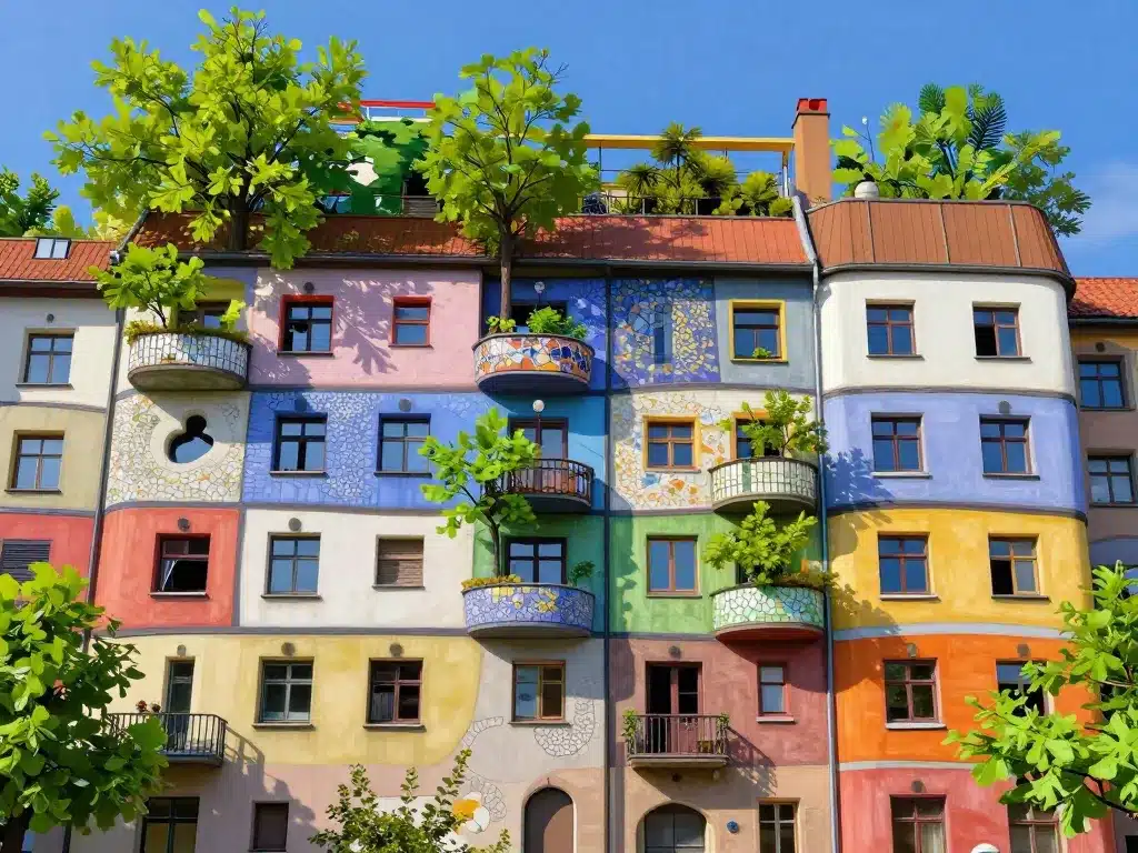 Hundertwasser maisons formes couleurs écologie