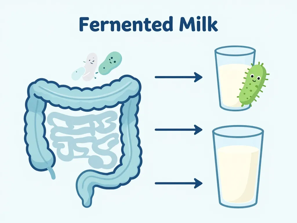 Schéma concept lait fermenté et perte de poids, microbiote et satiété