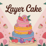 Illustration layer cake élégant à étages avec fleurs et fruits