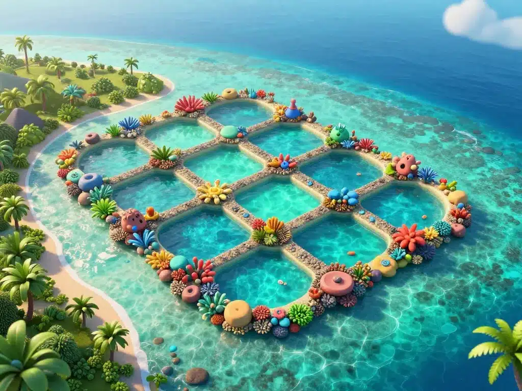 Lagon cloisonné de Mataiva vu du ciel