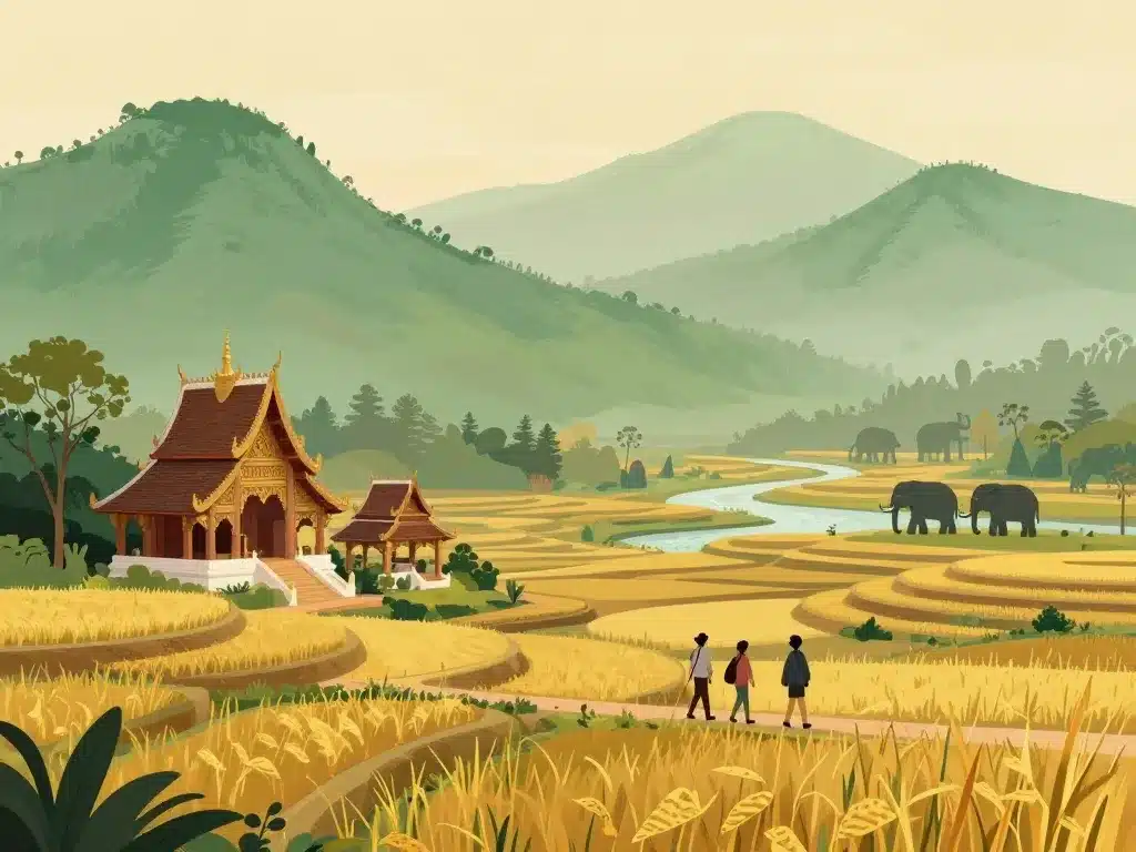 où aller pour la première fois en thaïlande paysage nord montagnes rizières temples