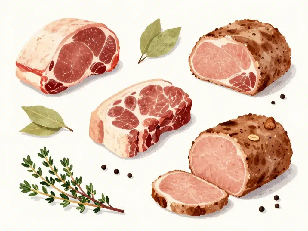 ingrédients de paté de campagne viandes porc et herbes