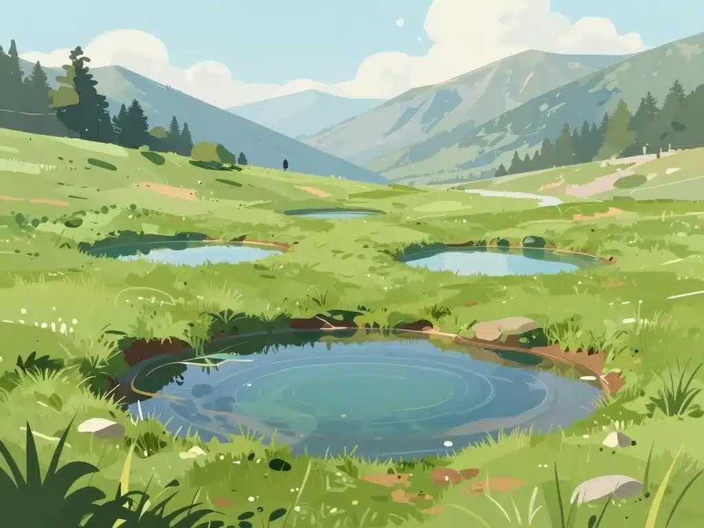 image éditoriale pozzi corse bassins eau pelouse montagnes