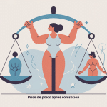 prise de poids apres conisation illustration femme balance