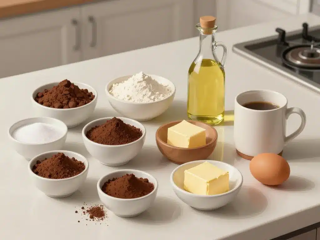 photo ingrédients pour recette mug cake chocolat en poudre