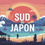 illustration voyage sud japon plages volcans culture
