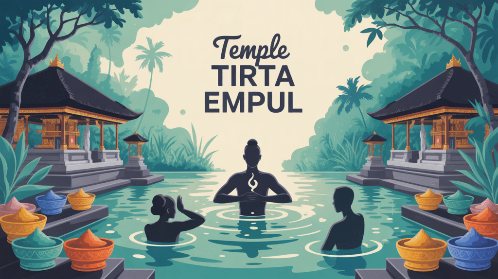 illustration temple tirta empul spiritualité atmosphère encens