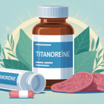 Illustration Titanoreine boîte tube et suppositoire sur fond apaisant