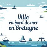 Carte stylisée ville bord de mer Bretagne avec éléments marins
