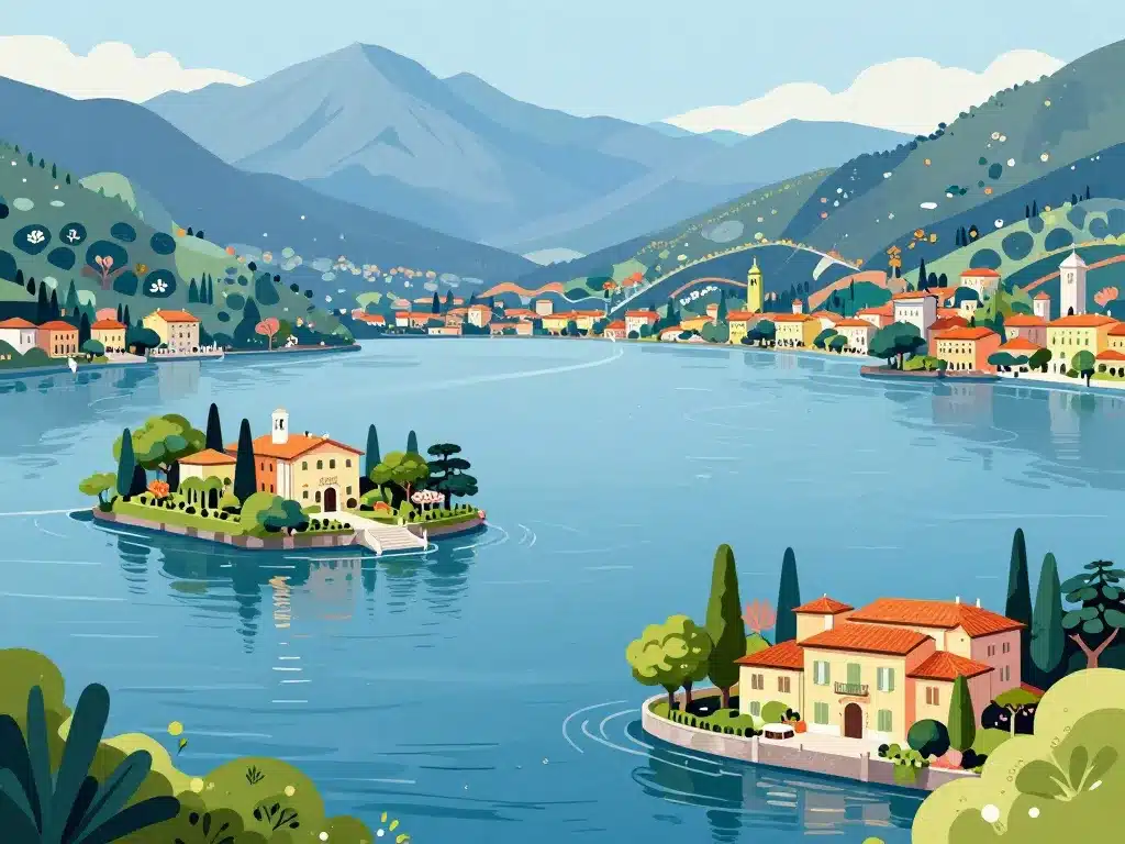 Visiter le lac Majeur illustration îles jardins villages