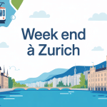 illustration week end a zurich carte et voyageurs