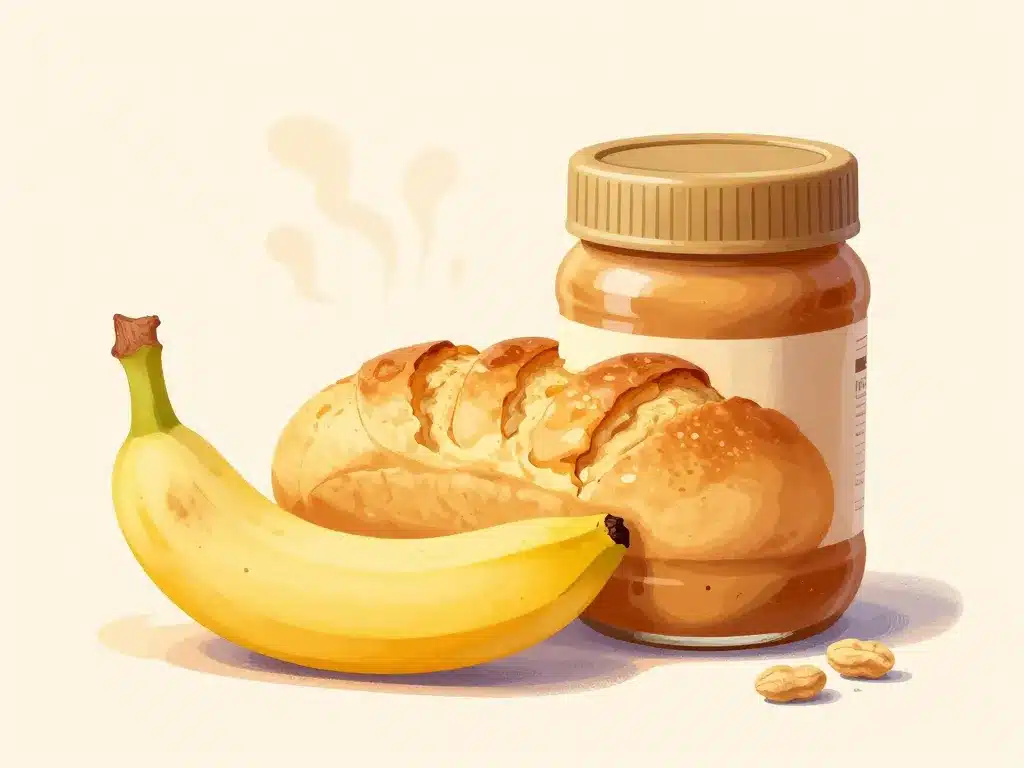 illustration fusion banane cacahuète pour banana bread beurre de cacahuete