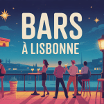 illustration bar lisbonne ambiance de nuit animée