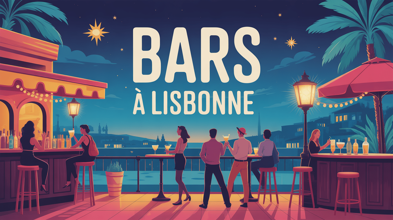 illustration bar lisbonne ambiance de nuit animée