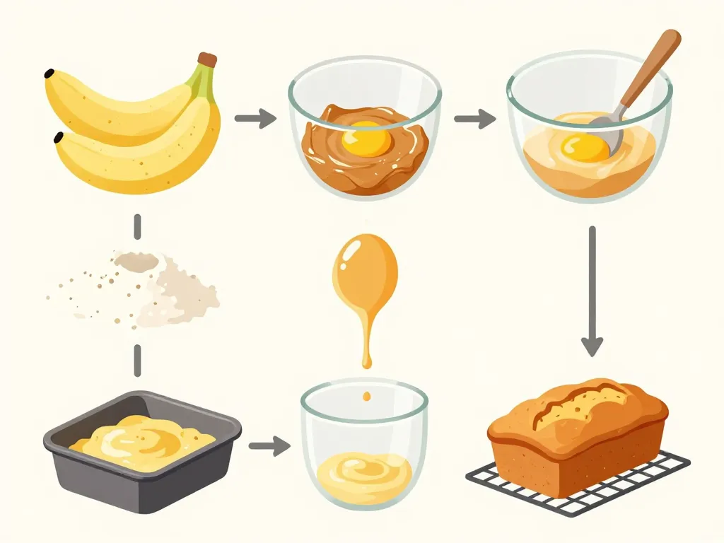 diagramme etapes banana bread beurre de cacahuete moelleux