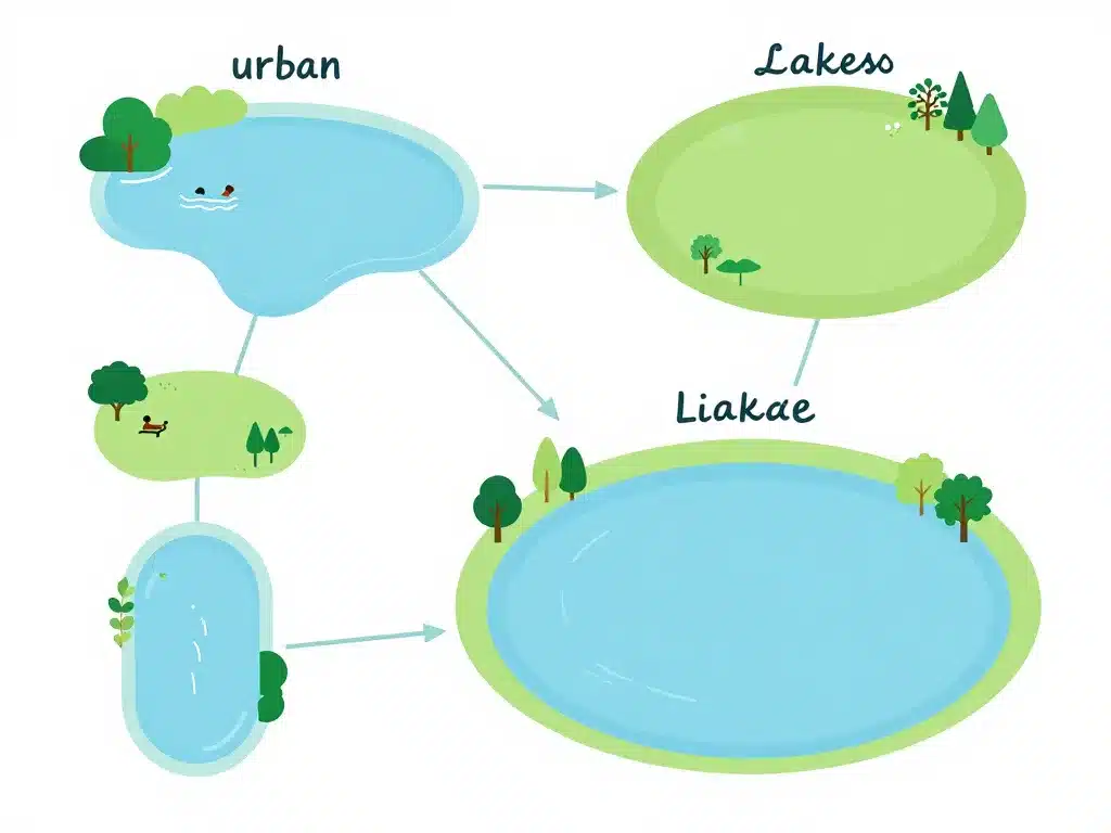 Schéma conceptuel lacs Ile de France, baignade, pique-nique, nature