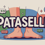 Illustration contemporaine du mot pataselle, pieds, bulles, symboles digitaux