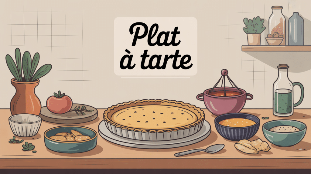 Différents types de plat à tarte sur une table familiale