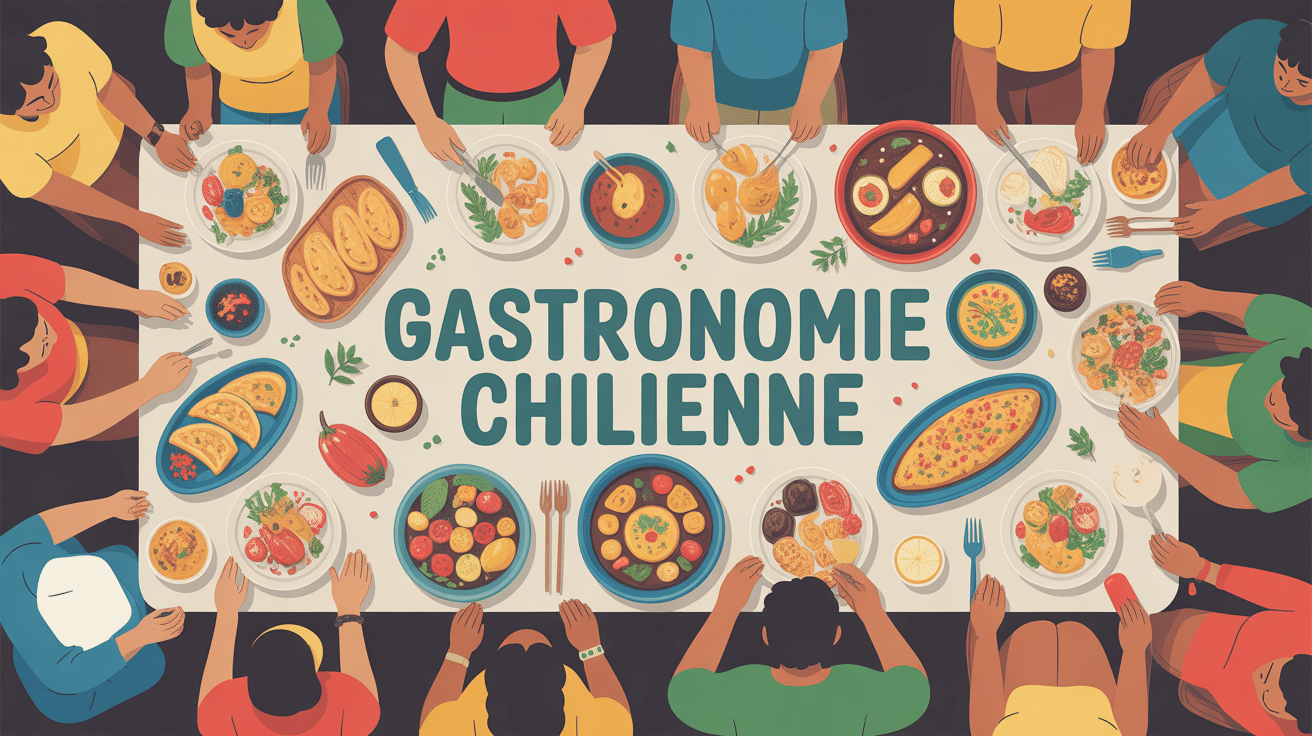 Plat chilien sur table conviviale, spécialités gastronomie chilienne