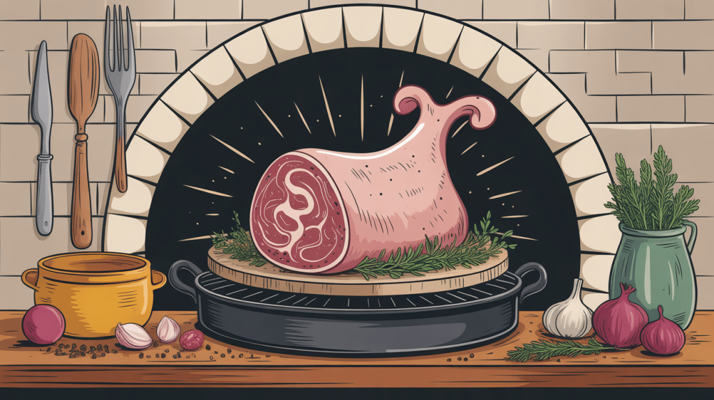 Illustration poitrine agneau four avec épices et herbes