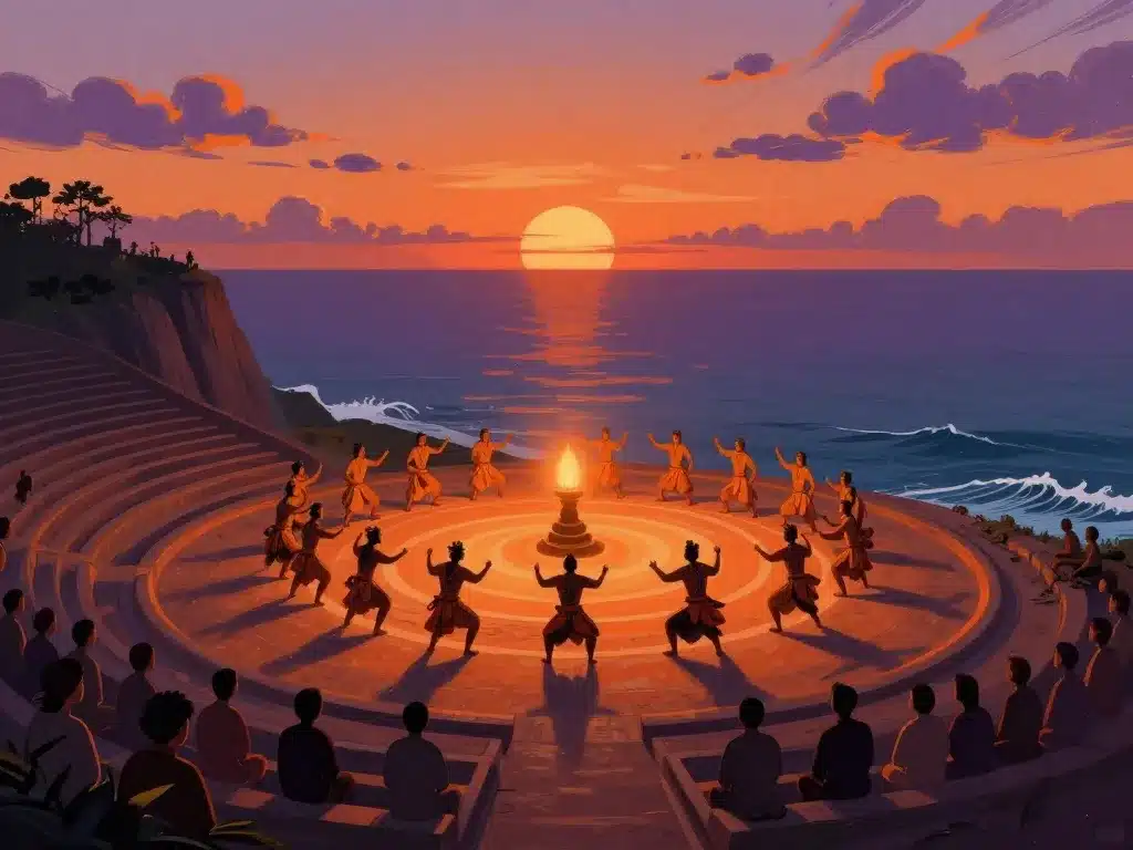 Spectacle kecak au pura luhur uluwatu au coucher de soleil