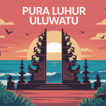 Temple de pura luhur uluwatu sur falaise au coucher de soleil