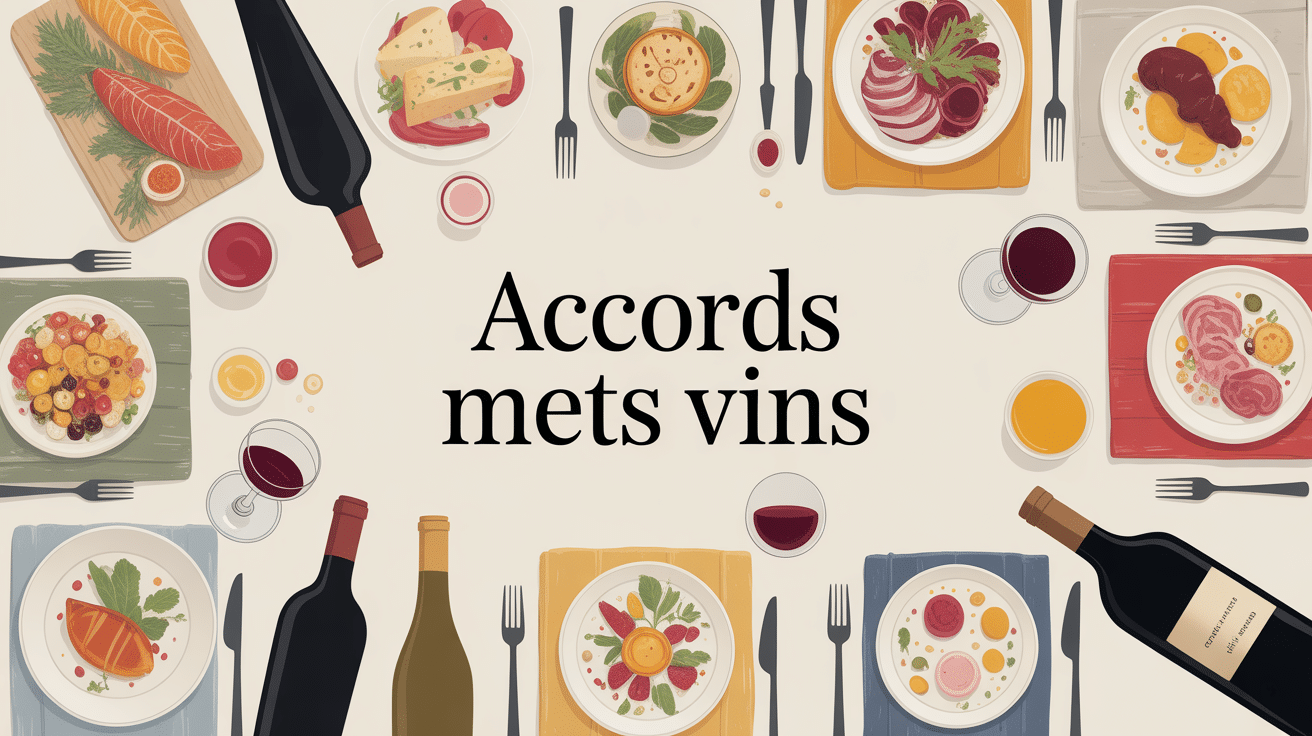 illustration accord parfait quel plat quel vin sur table raffinée
