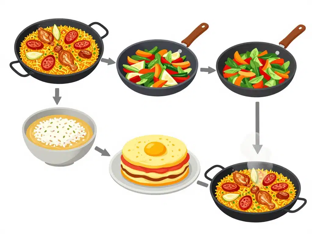 recette paella poulet et chorizo étapes cuisson