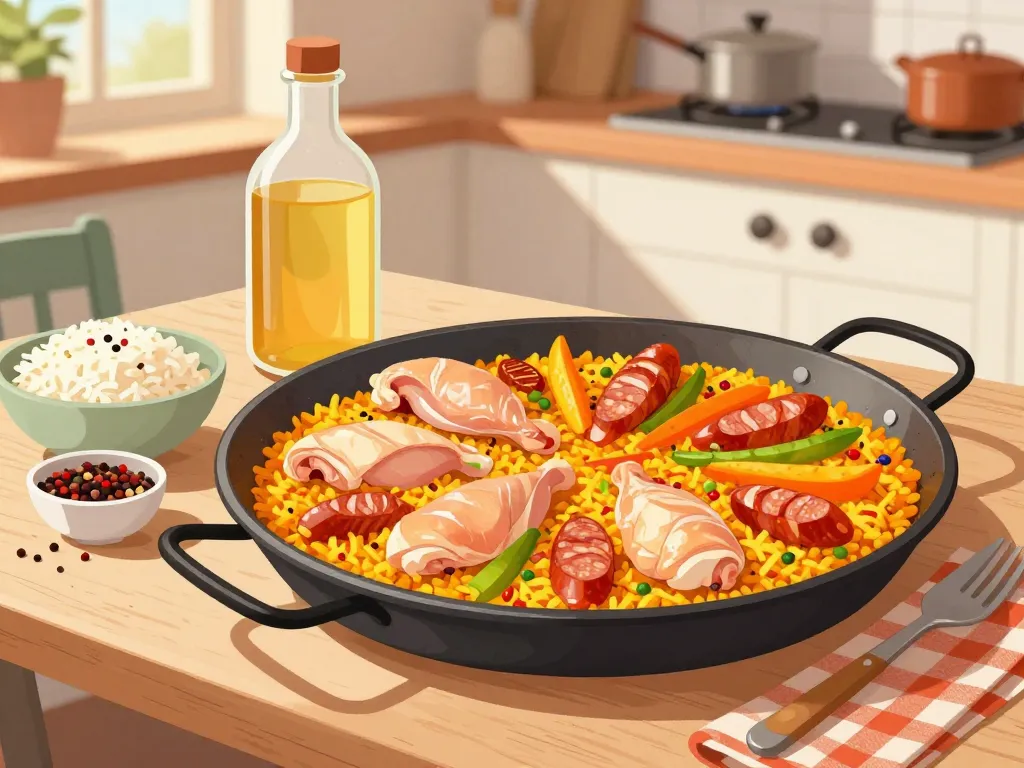 recette paella poulet et chorizo ingrédients principaux