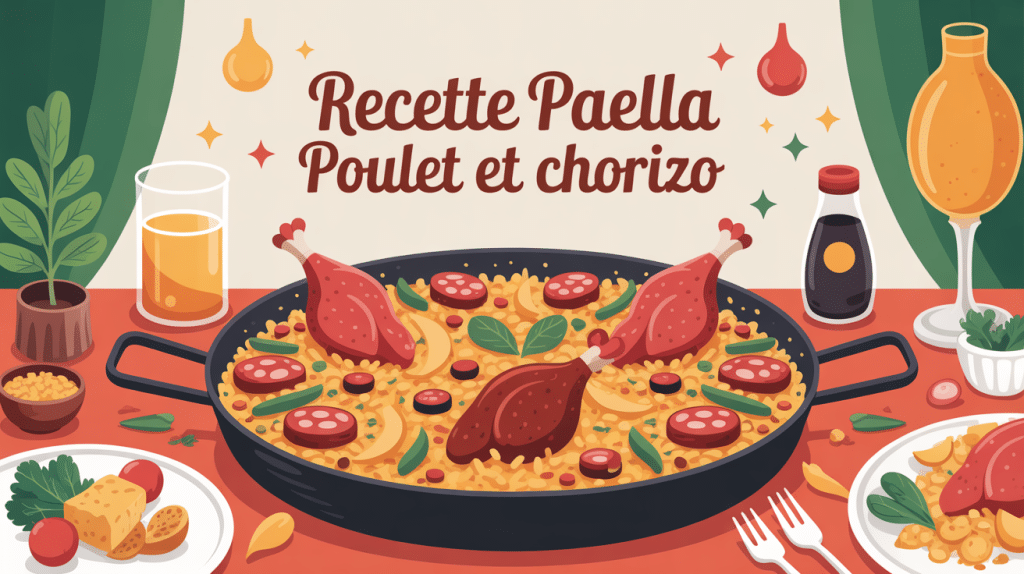 recette paella poulet et chorizo grande poêle festive
