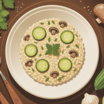 Risotto aux courgettes et champignons crémeux avec ingrédients