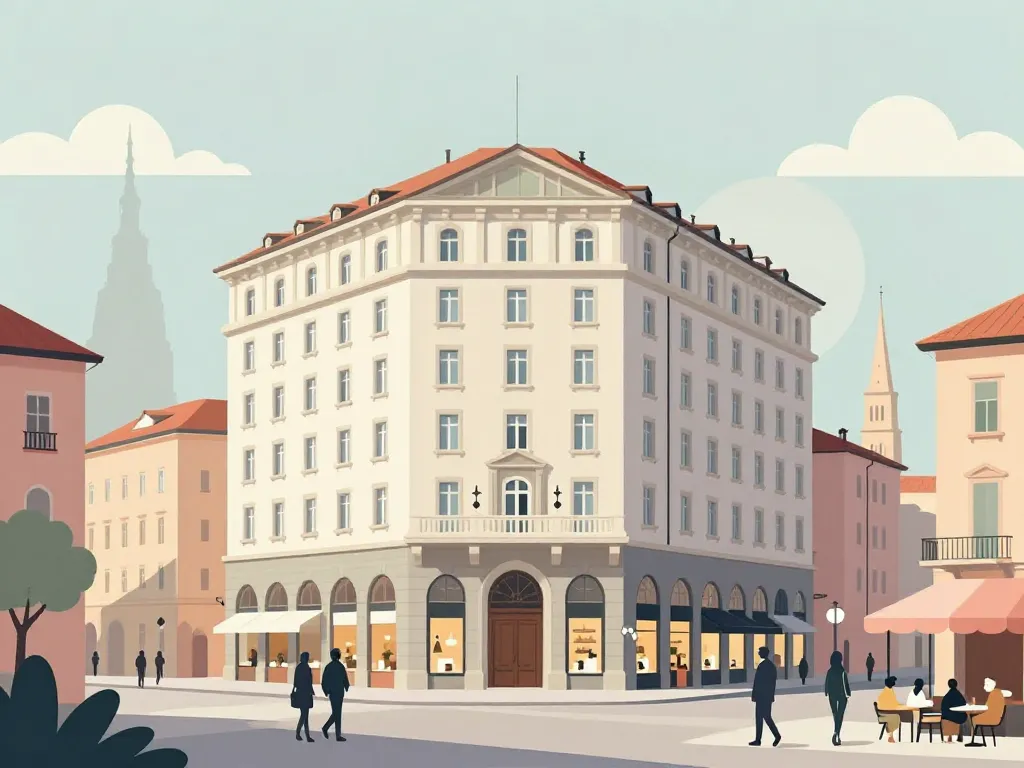 Situation hotel victoria turin italy centre historique illustration