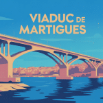 Illustration moderne du viaduc de Martigues Côte Bleue