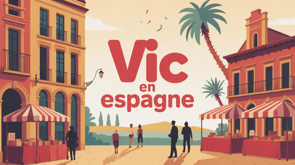 Vue centrale de Vic Espagne avec marchés traditionnels et patrimoine roman