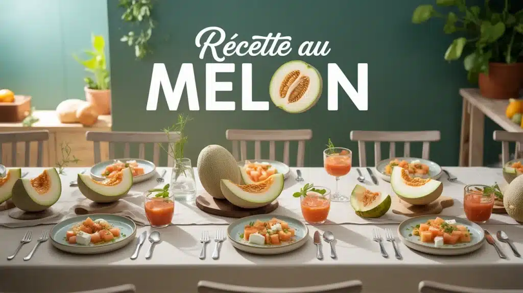 recette melon plats été sur table blanche