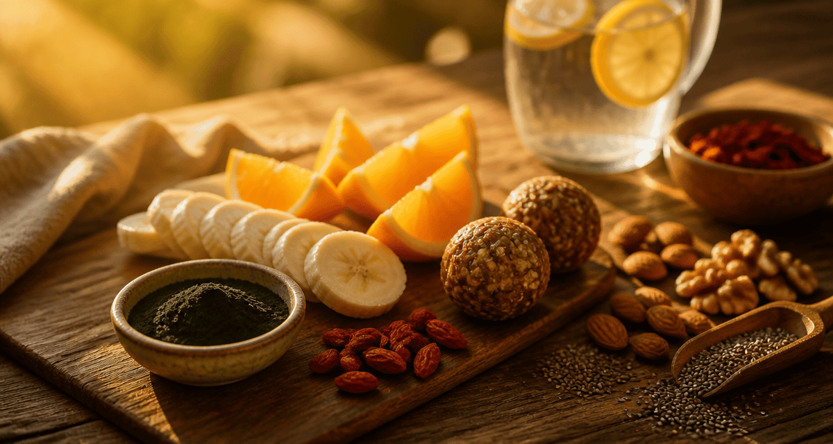 aliment qui donne de l energie rapidement fruits et graines sur table
