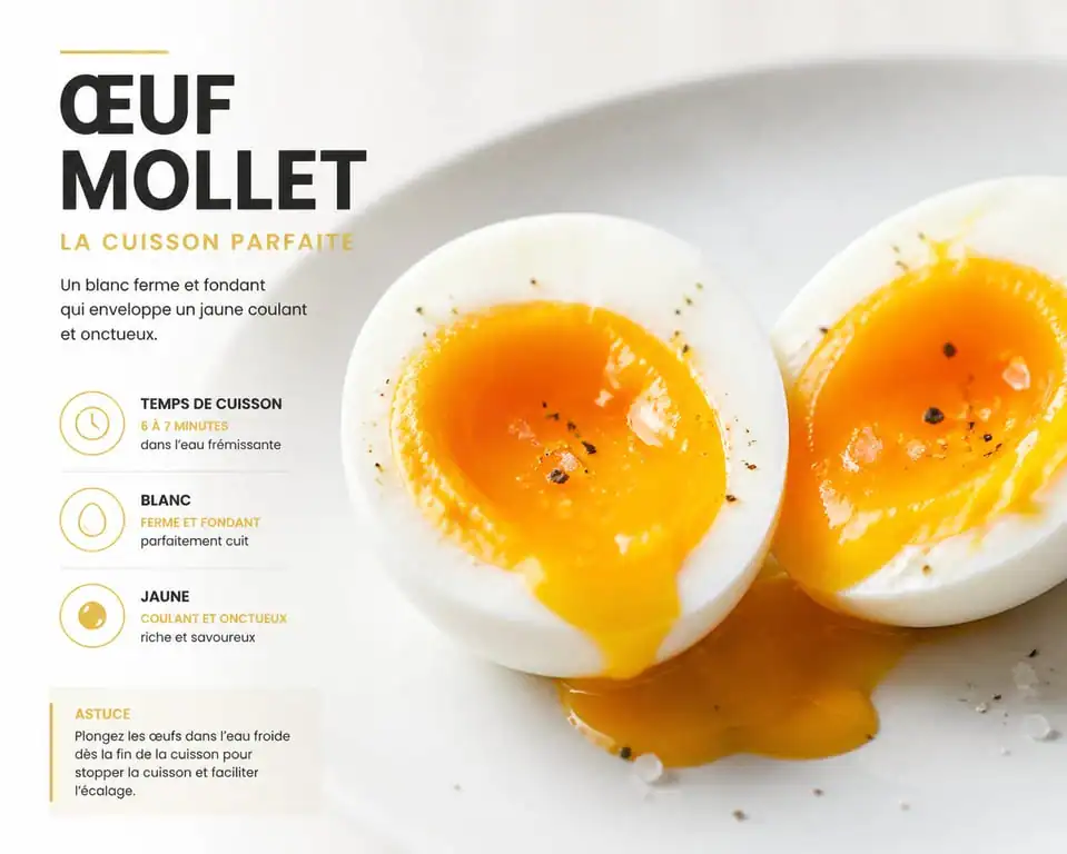 Oeuf mollet avec jaune coulant parfait