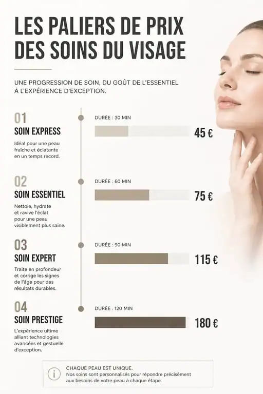 Infographie comparative des prix des soins du visage en institut