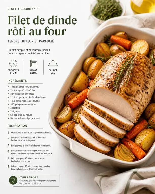 Filet de dinde au four moelleux et doré