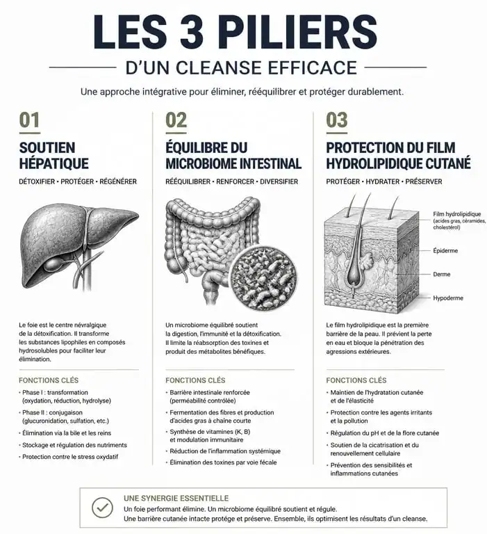 Infographie explicative sur le fonctionnement d'un cleanse pour le corps et la peau