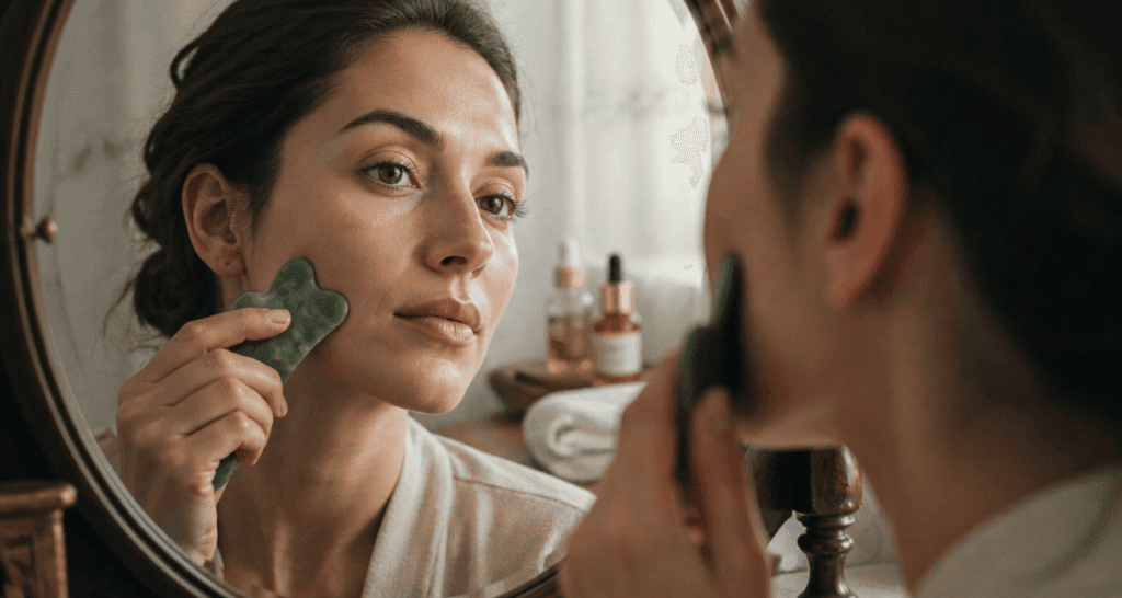 gua sha bienfaits sur le visage femme