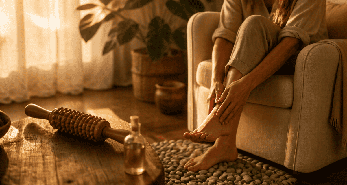 masse les pieds sur tapis galets