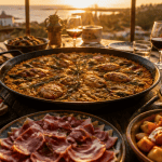 plats espagnols paella tapas en extérieur